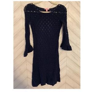 Lily Pulitzer crochet blue sweater dress navy